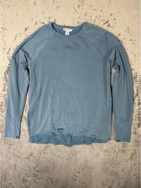 Athleta Coaster Luxe Sweatshirt XS Blue Raglan Long Sleeve Thumbholes Pullover